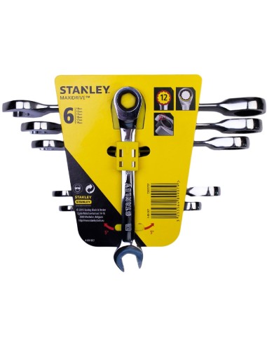 Stanley 4-89-907 Set de 6 chei combinate cu clichet 10, 12, 13, 16, 17, 19 mm