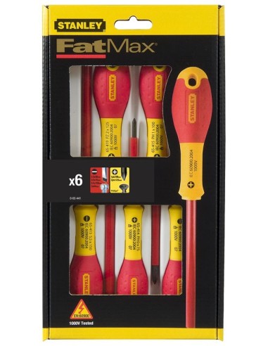 Stanley 0-65-441 Set 6 surubelnite FATMAX izolate, drepte, PH, tester tensiune