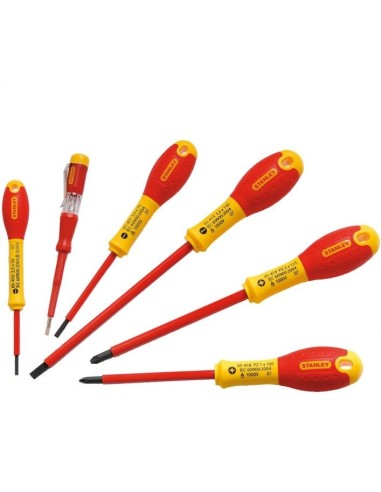 Stanley 0-65-443 Set 6 surubelnite FATMAX izolate VDE, drepte, PZ, tester de tensiune